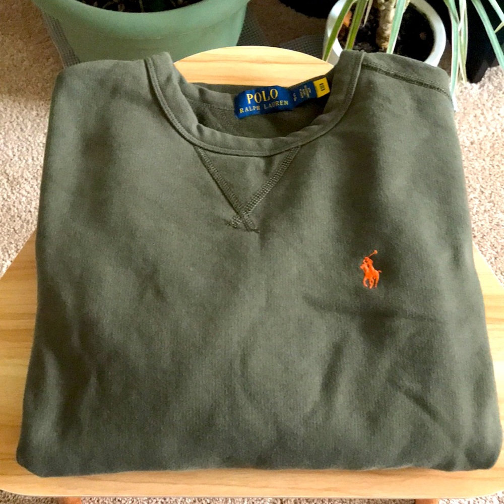Polo by Ralph Lauren Olive Crewneck Sweatshirt with Orange Pony